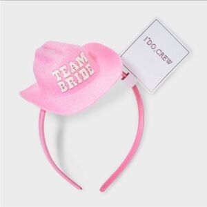 NWT I Do Crew Pink "Team Bride" Mini Cowboy Hat Headband